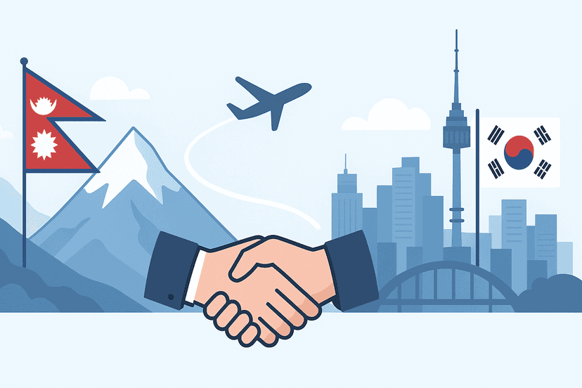 Handshake between Nepal and Korea